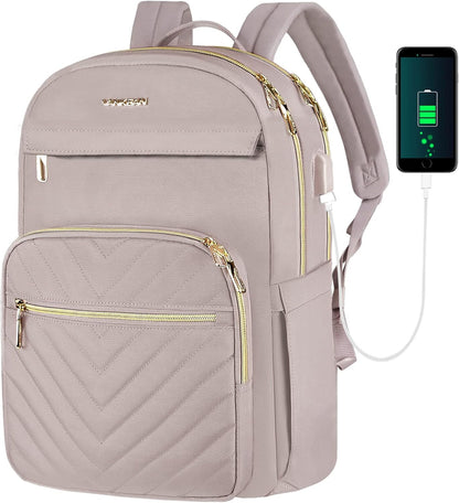 Water-Resistant Laptop Backpack with USB Charging Port for Women – Fits 15.6 Inch Laptops, Commuter & Travel Bag with Padded Compartments