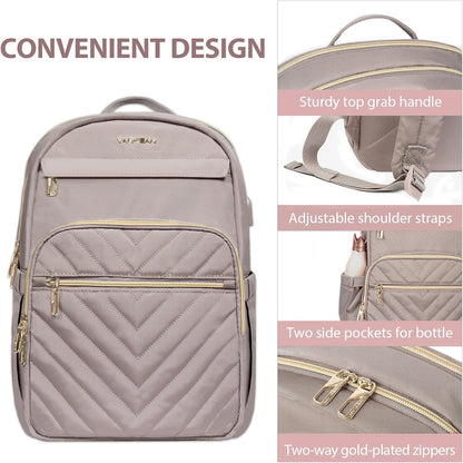 Water-Resistant Laptop Backpack with USB Charging Port for Women – Fits 15.6 Inch Laptops, Commuter & Travel Bag with Padded Compartments