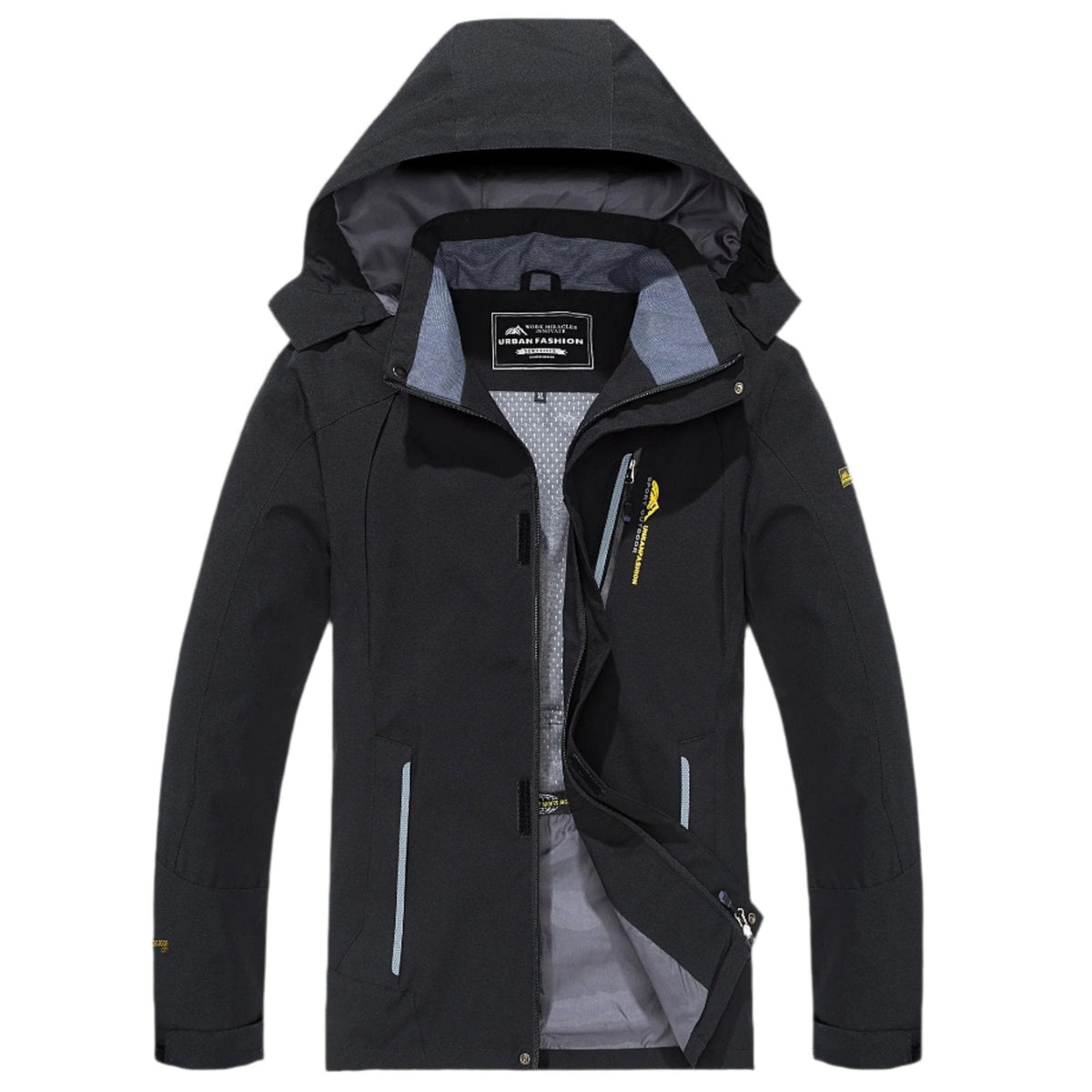 Men's Waterproof Windproof Hiking Jacket with Hood for Outdoor Adventures, Camping, Trekking & Running