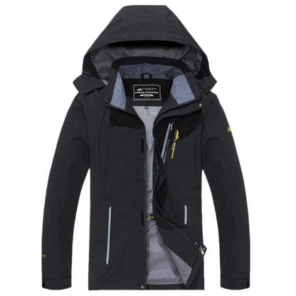 Men's Waterproof Windproof Hiking Jacket with Hood for Outdoor Adventures, Camping, Trekking & Running