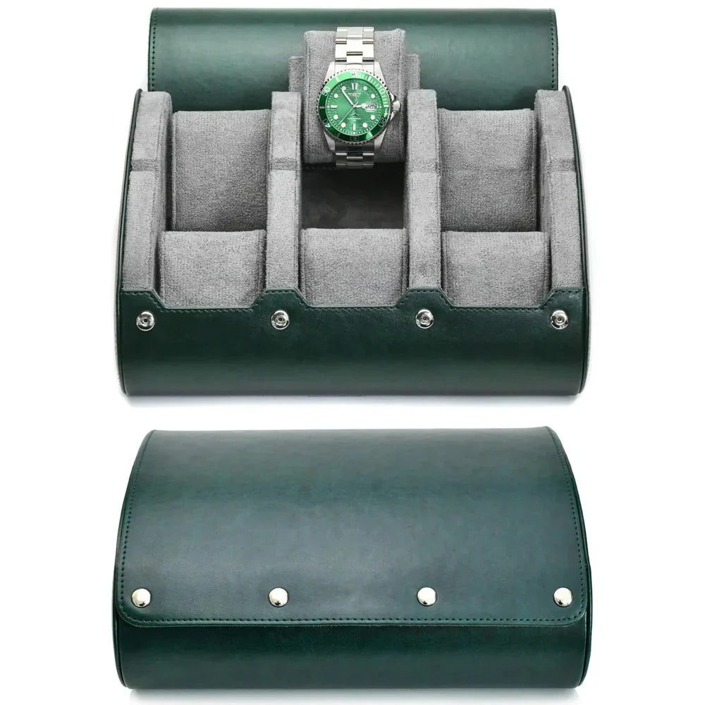 Leather Watch Storage Case for 3-6 Watches – Premium Organizer Box with Velvet Interior for Travel & Home Display