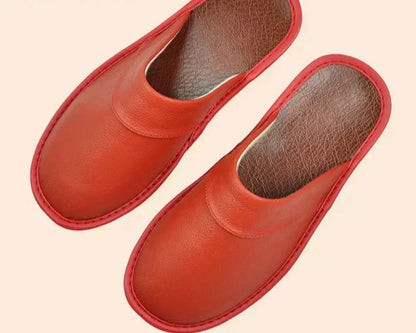 Men's Genuine Leather House Slippers – Soft Indoor Moccasins for Fall & Winter