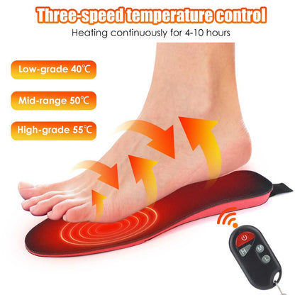 Rechargeable Heated Insoles with 3 Temperature Settings for Winter | Battery-Powered Foot Warmers for Men & Women | USB-Charged Heat