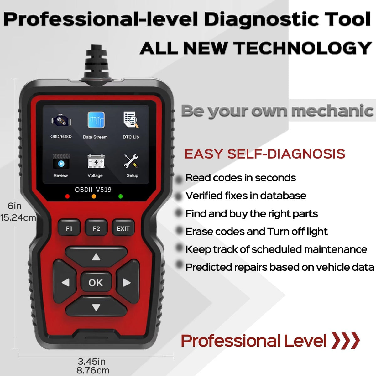 OBD2 Car Diagnostic Scanner with 2.8-Inch Color Display & 35,000+ Trouble Codes for Engine Checks, Live Data & Emissions Testing