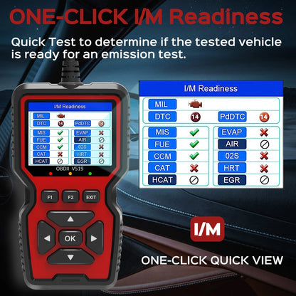 OBD2 Car Diagnostic Scanner with 2.8-Inch Color Display & 35,000+ Trouble Codes for Engine Checks, Live Data & Emissions Testing