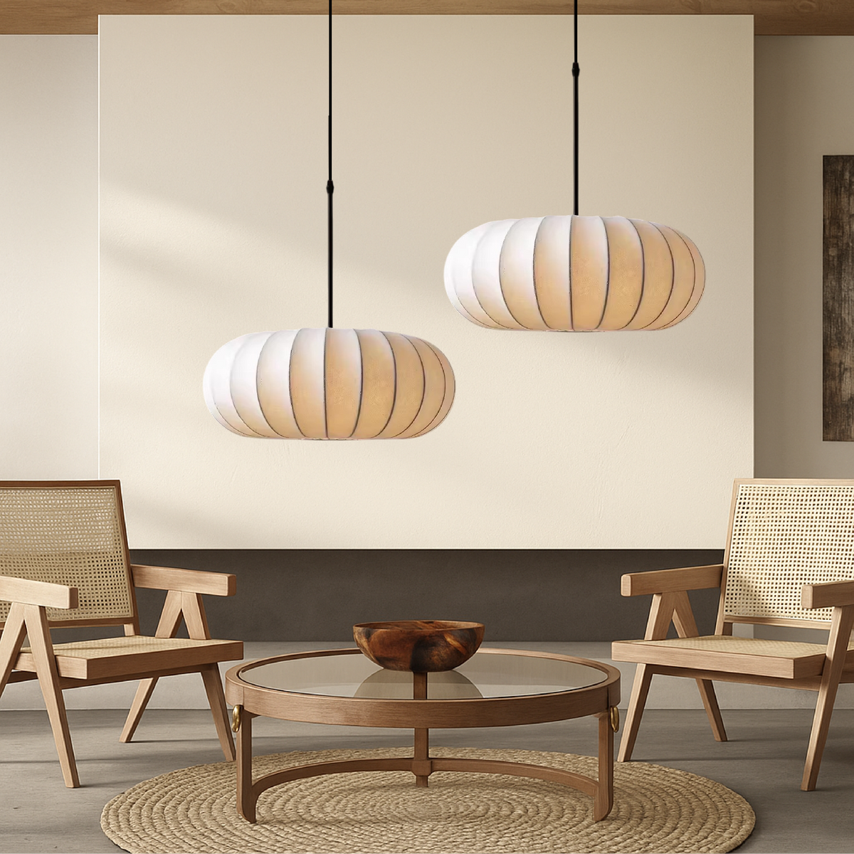 Silk Pendant Light – Modern Dome Ceiling Fixture for Dining Room, Kitchen Island & Living Room – 3000K Warm White LED with Adjustable Cord