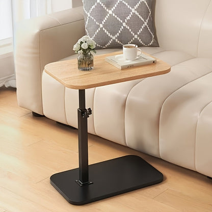 Adjustable Height C-Table for Couch & Bed – Wood Top, Metal Base, Slides Under Furniture for Living Room, Bedroom, Home Office