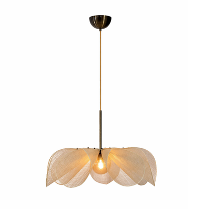 Vintage Fabric Pendant Light with Curved Shade – Warm Glow Ceiling Fixture for Dining Room, Bedroom & Reading Nook