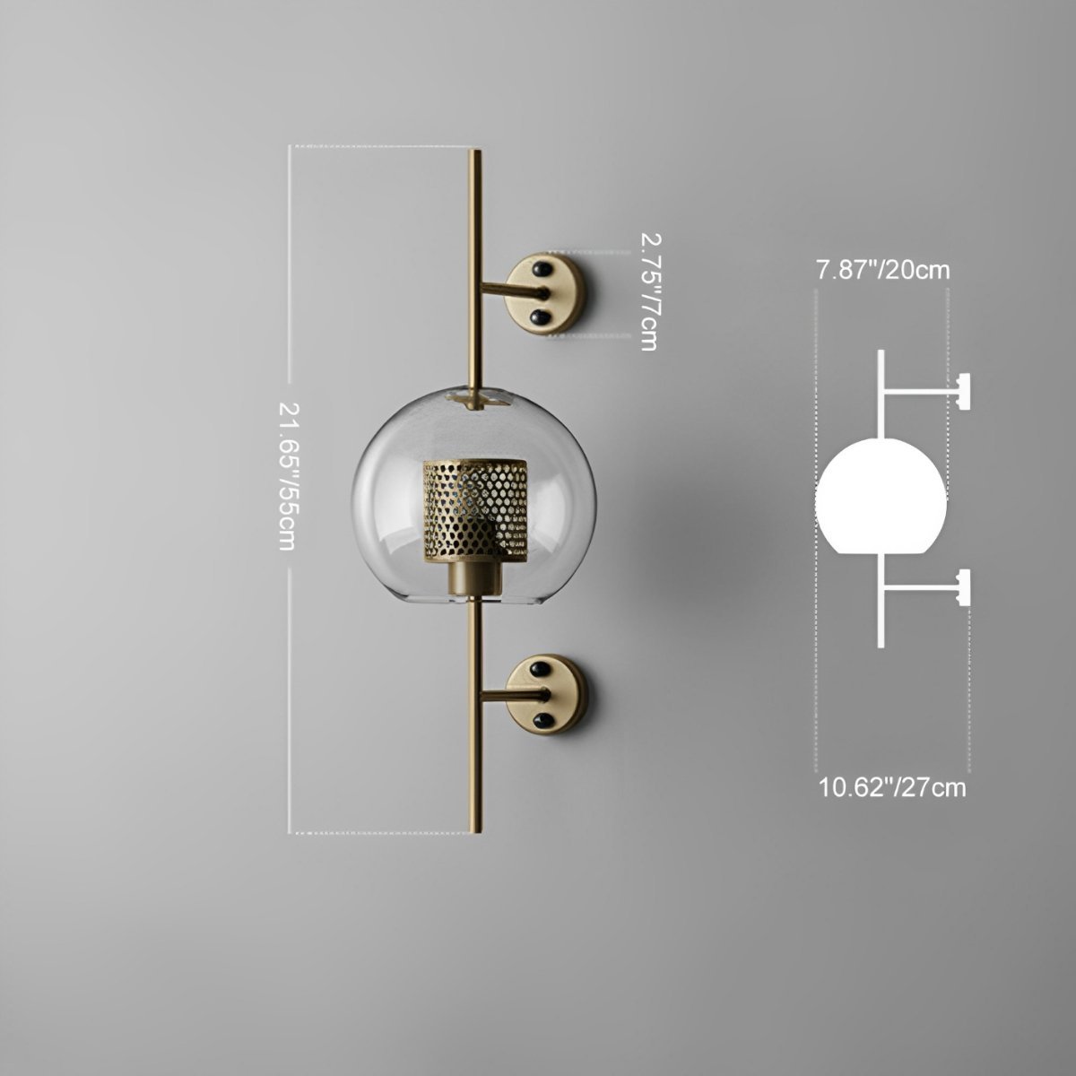 Iron & Glass Sphere Sconce 10 in Black Fixture Warm 3000K E27 Socket Bedroom Hallway Reading Nook Ambient Lighting for Modern Industrial Far