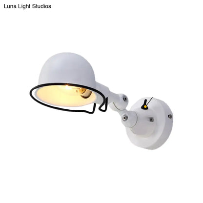 Adjustable Dome Wall Sconce - Industrial Metal Accent Light with Pivoting Head for Bedroom, Hallway & Reading Nook - Hardwired E12 Socket