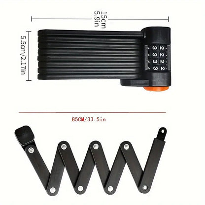 Heavy-Duty Folding Bike Lock with 4-Digit Combo Steel Chain Anti-Theft Security for Bicycles