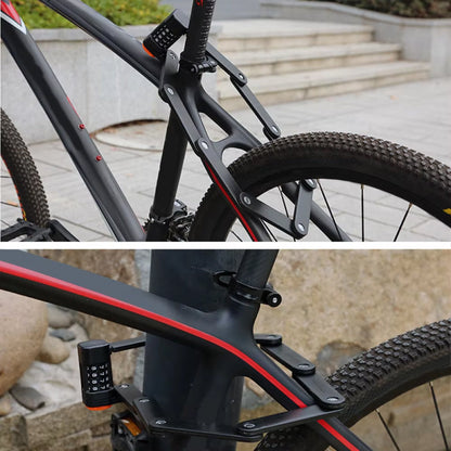 Heavy-Duty Folding Bike Lock with 4-Digit Combo Steel Chain Anti-Theft Security for Bicycles