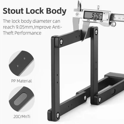 Folding Bicycle Lock Heavy-Duty Steel Anti-Theft Chain for Road Bikes Mountain Bikes E-Bikes Motorcycles Certified Security with Frame