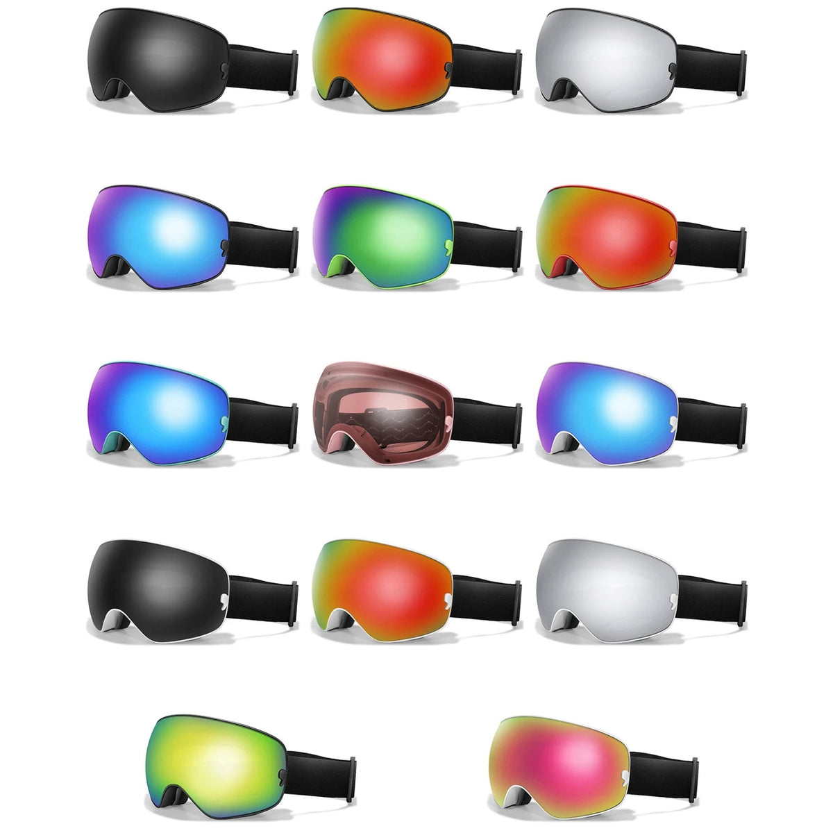 Anti-Fog Snow Goggles for Skiing & Snowboarding – UV400 Protection, OTG Compatible, Lightweight 4 oz Design