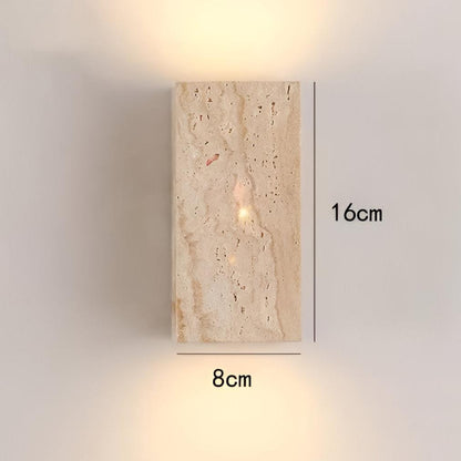 Outdoor LED Sconce Natural Stone Up-Down Light Waterproof Garden Wall Mount Fixture for Patio Entryway Facade 6.3 Inch Travertine Exterior L