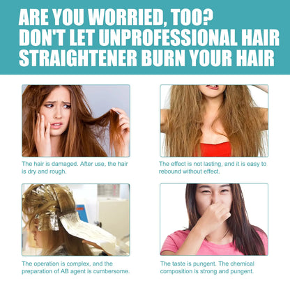 Keratin Smoothing Treatment Cream for Frizzy Curly Hair — Deep Conditioning Mask for Salon-Quality Straightening at Home — Nourishing