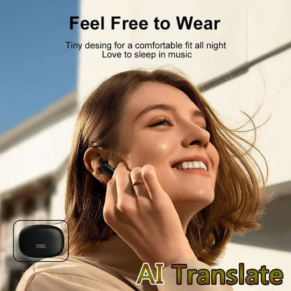 Real-Time Translation Earbuds with 144 Language Support & Bluetooth 5.3 for Travel, Business & Everyday Conversations