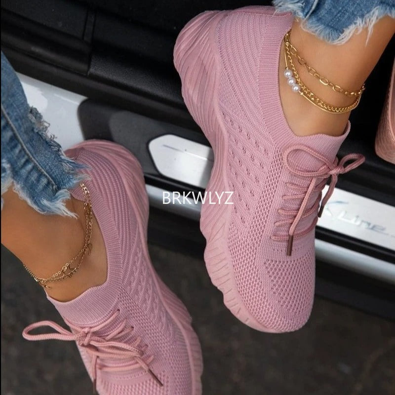 Women's Casual Sneakers – Breathable Lightweight Athletic Walking Shoes with Cushioned Insole for Everyday Comfort