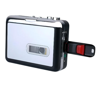 Portable Tape to Digital Audio Converter with USB Recording, Auto-Reverse Playback & Headphone Jack for Music Archiving