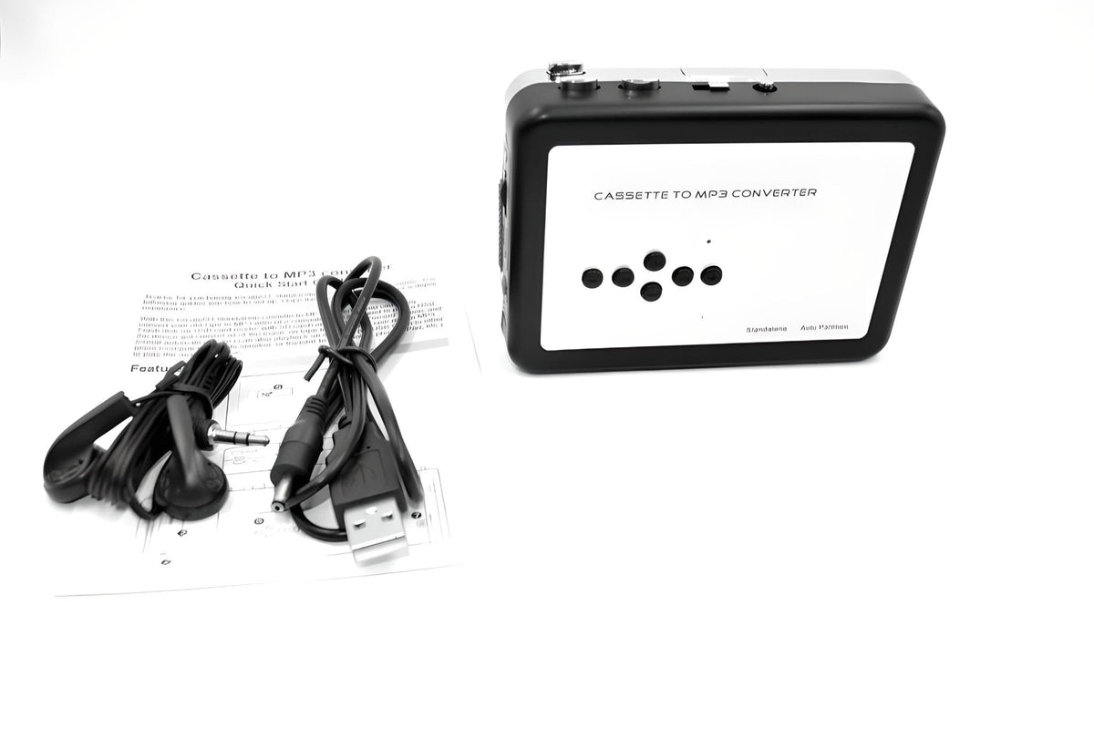 Portable Tape to Digital Audio Converter with USB Recording, Auto-Reverse Playback & Headphone Jack for Music Archiving