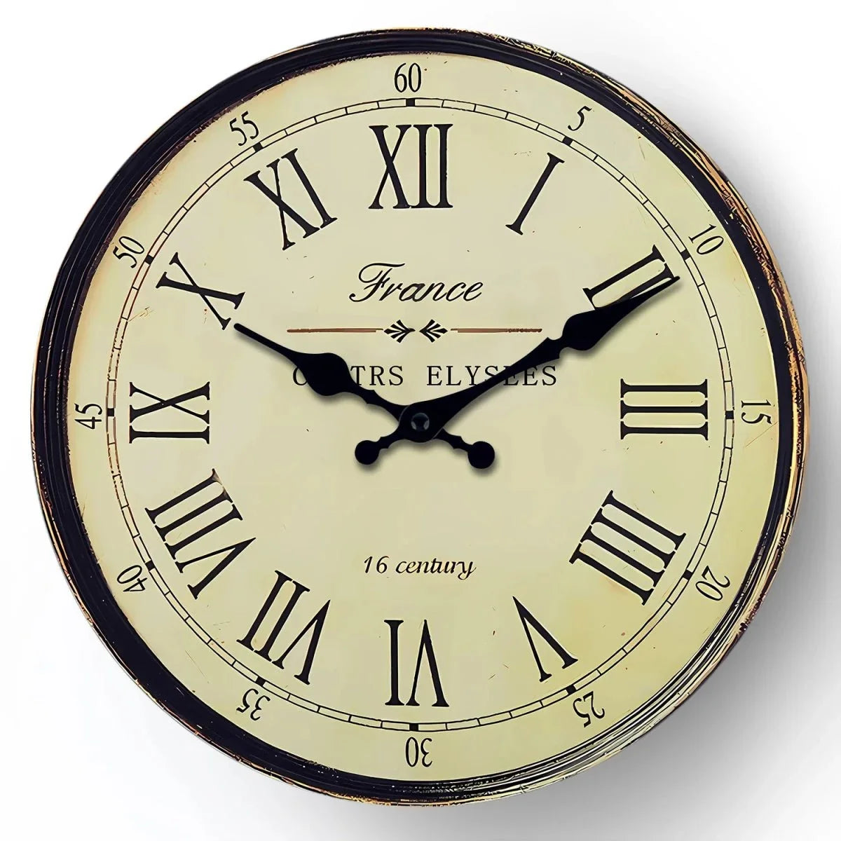 Round Vintage-Inspired Analog Wall Clock Whisper-Quiet Non-Ticking for Bedroom Living Room Kitchen MDF Construction French Provincial Style