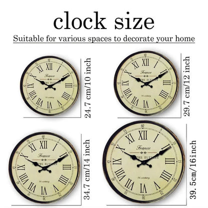 Round Vintage-Inspired Analog Wall Clock Whisper-Quiet Non-Ticking for Bedroom Living Room Kitchen MDF Construction French Provincial Style
