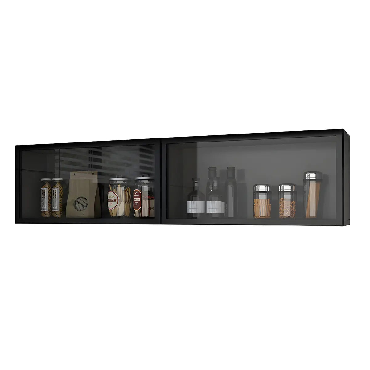 Wood Wall Cabinet with Glass Door for Kitchen Storage and Living Room Display 12 inch Height Multiple Widths Optional LED Lighting Mounted O
