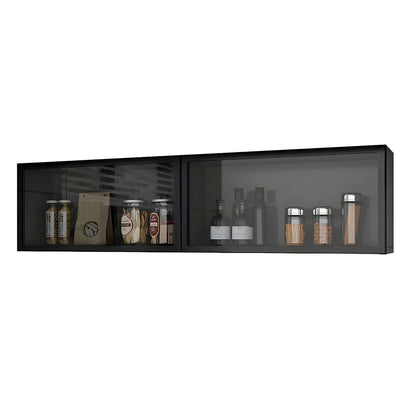 Wood Wall Cabinet with Glass Door for Kitchen Storage and Living Room Display 12 inch Height Multiple Widths Optional LED Lighting Mounted O