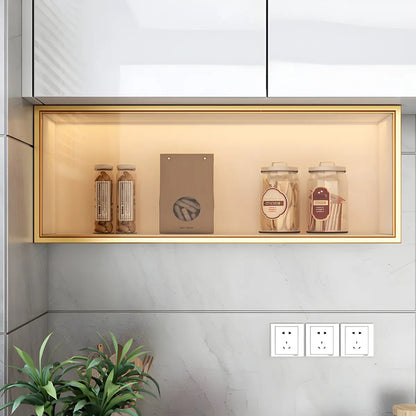 Wood Wall Cabinet with Glass Door for Kitchen Storage and Living Room Display 12 inch Height Multiple Widths Optional LED Lighting Mounted O