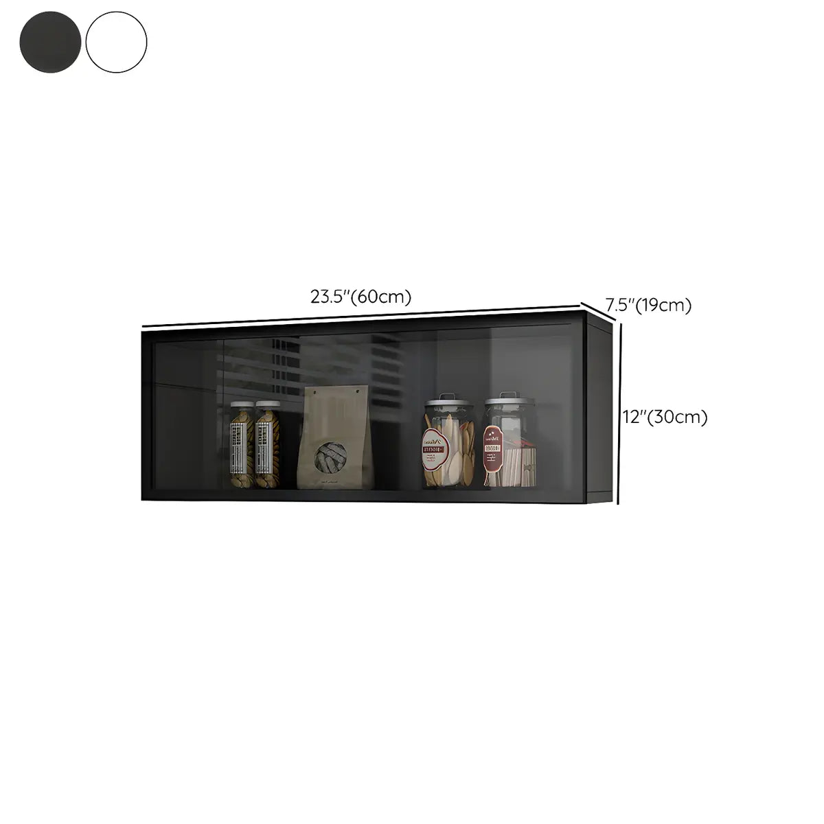 Wood Wall Cabinet with Glass Door for Kitchen Storage and Living Room Display 12 inch Height Multiple Widths Optional LED Lighting Mounted O