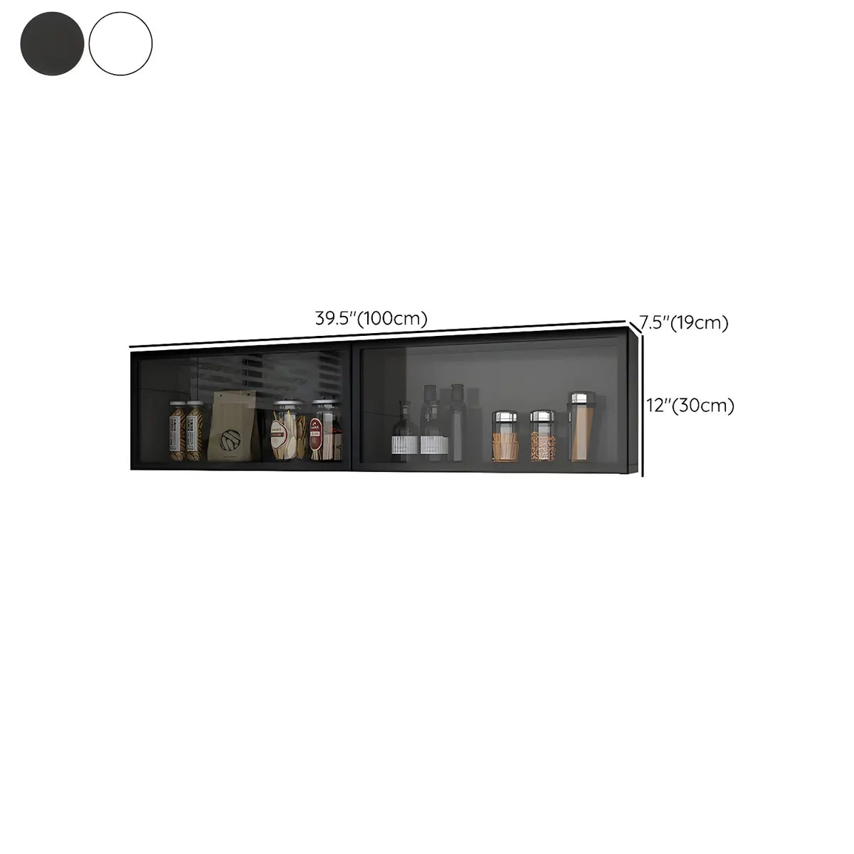 Wood Wall Cabinet with Glass Door for Kitchen Storage and Living Room Display 12 inch Height Multiple Widths Optional LED Lighting Mounted O