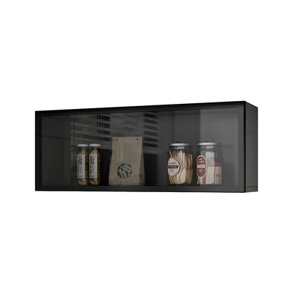 Wood Wall Cabinet with Glass Door for Kitchen Storage and Living Room Display 12 inch Height Multiple Widths Optional LED Lighting Mounted O