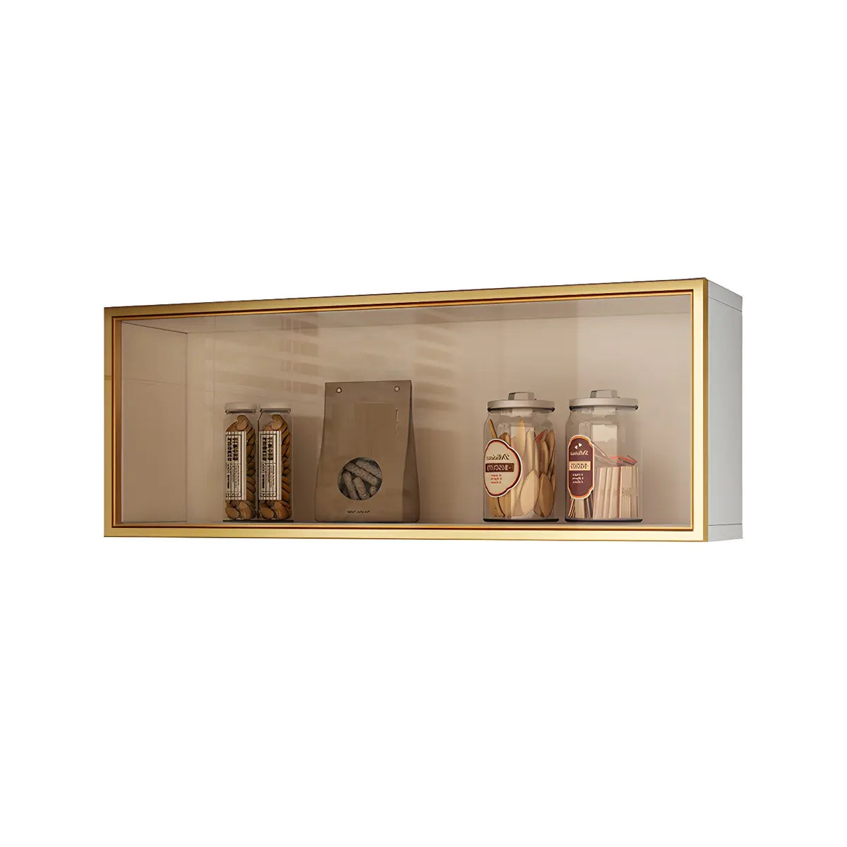 Wood Wall Cabinet with Glass Door for Kitchen Storage and Living Room Display 12 inch Height Multiple Widths Optional LED Lighting Mounted O