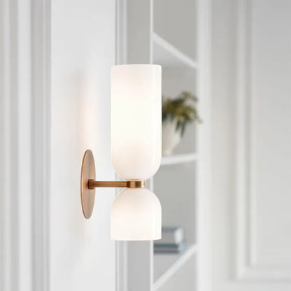 Dual-Shade Glass Sconce 16.5 inches White Iron Wall Light for Bedrooms Hallways Living Rooms Modern Accent Lighting E12 Base Ambient Fixture