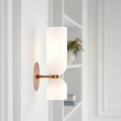 Porcelain Sconce Light Fixture 16 Inch Height Pivoting Arm for Bedroom Hallway Living Room Reading Nook Contemporary White Gray Blue Clear