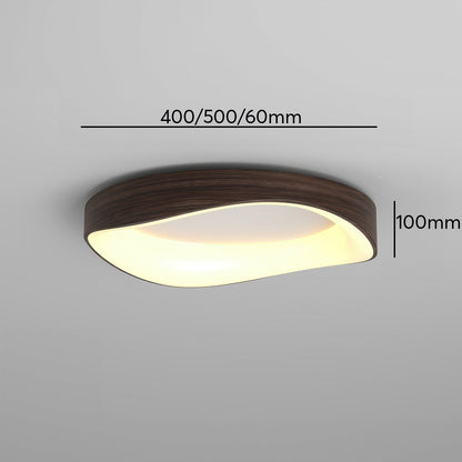 Round Wood Grain Flush Mount LED Light 16-24 Inch Iron Acrylic Fixture for Bedroom Living Room Den Office Scandinavian Minimalist Modern Far