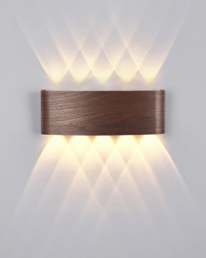 Aluminum Up-Down Sconce 10W 3000K Wood-Grain Indoor Outdoor Hallway Balcony Entryway Modern Bidirectional Ambient Accent Fixture IP65
