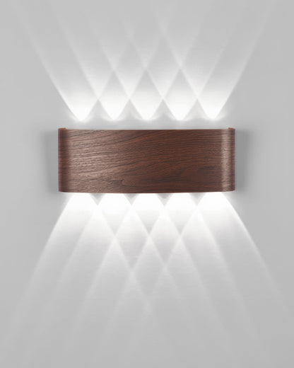 Aluminum Up-Down Sconce 10W 3000K Wood-Grain Indoor Outdoor Hallway Balcony Entryway Modern Bidirectional Ambient Accent Fixture IP65