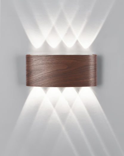 Aluminum Up-Down Sconce 10W 3000K Wood-Grain Indoor Outdoor Hallway Balcony Entryway Modern Bidirectional Ambient Accent Fixture IP65