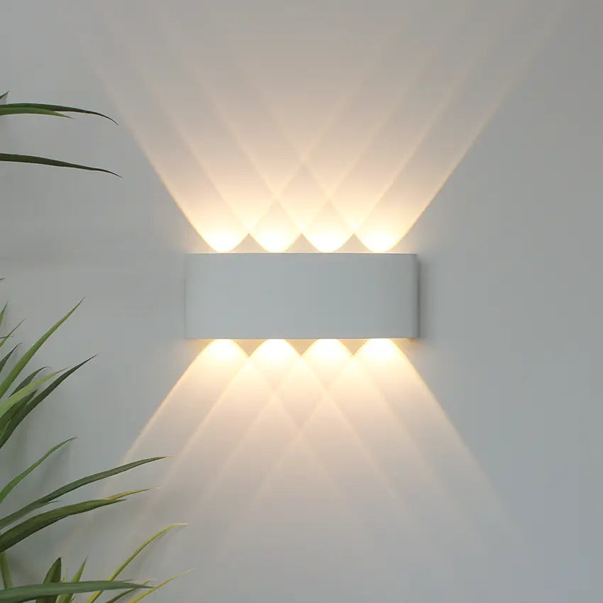 Weatherproof Sconce Fixture 8 in LED Up-Down Beam Black White for Exterior Front Door Hallway Patio Garden Modern Aluminum IP65 Architecture