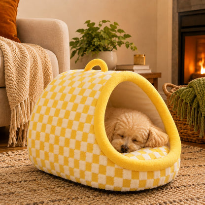 Ortekor Warm Cave Dog Bed for Winter Indoor Sleep - Cozy Enclosed Pet Bed for Small Dogs & Cats