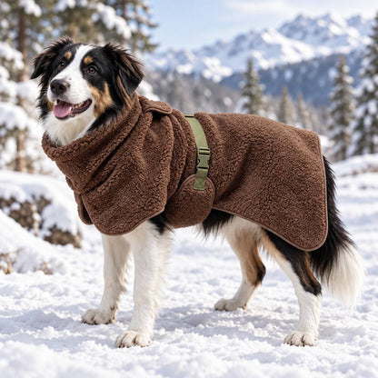Ortekor Sherpa Fleece Dog Winter Coat with Adjustable Fit & Leash Opening, Warm Outdoor Jacket for Cold Weather Walks, Hiking and Camping