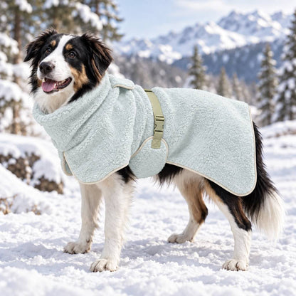 Ortekor Sherpa Fleece Dog Winter Coat with Adjustable Fit & Leash Opening, Warm Outdoor Jacket for Cold Weather Walks, Hiking and Camping