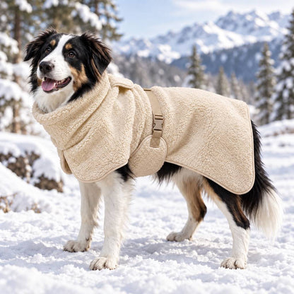 Ortekor Sherpa Fleece Dog Winter Coat with Adjustable Fit & Leash Opening, Warm Outdoor Jacket for Cold Weather Walks, Hiking and Camping