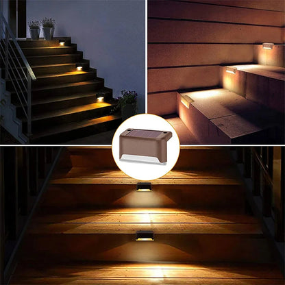 Solar Deck Lights Outdoor Waterproof LED Step Lights for Patio Stairs Fence Pathway Garden Wireless Wall Mount Warm Glow 5-Pack