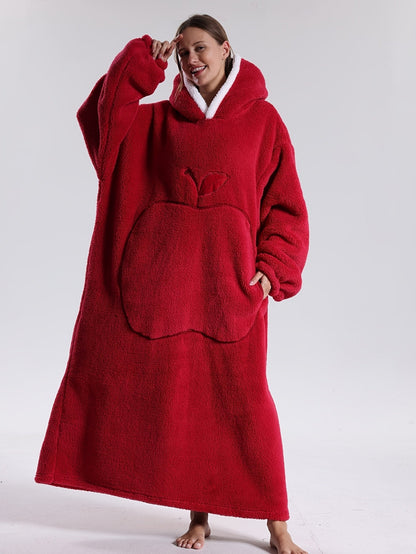 Oversized Wearable Blanket Hoodie with Sleeves & Pocket – Plush Throw for Couch, Bed, Camping – One Size Adults