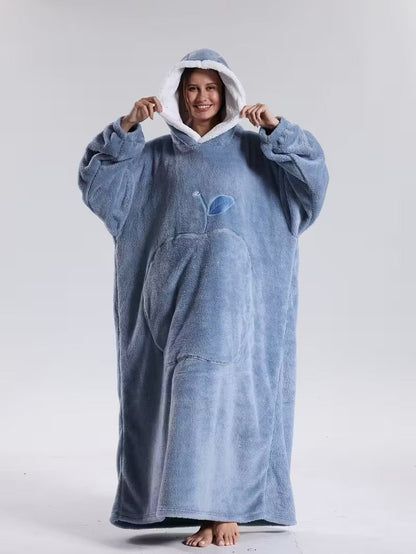 Oversized Wearable Blanket Hoodie with Sleeves & Pocket – Plush Throw for Couch, Bed, Camping – One Size Adults