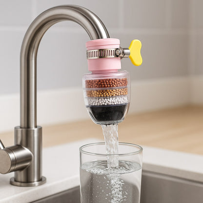 Faucet Water Filter for Kitchen & Bathroom Sink | Multi-Stage Carbon Filtration System for Home Tap | Removes Chlorine & Sediment