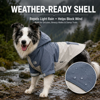 Ortekor Lightweight Water-Resistant Dog Windbreaker – Rain & Wind Coverage for Chilly Walks