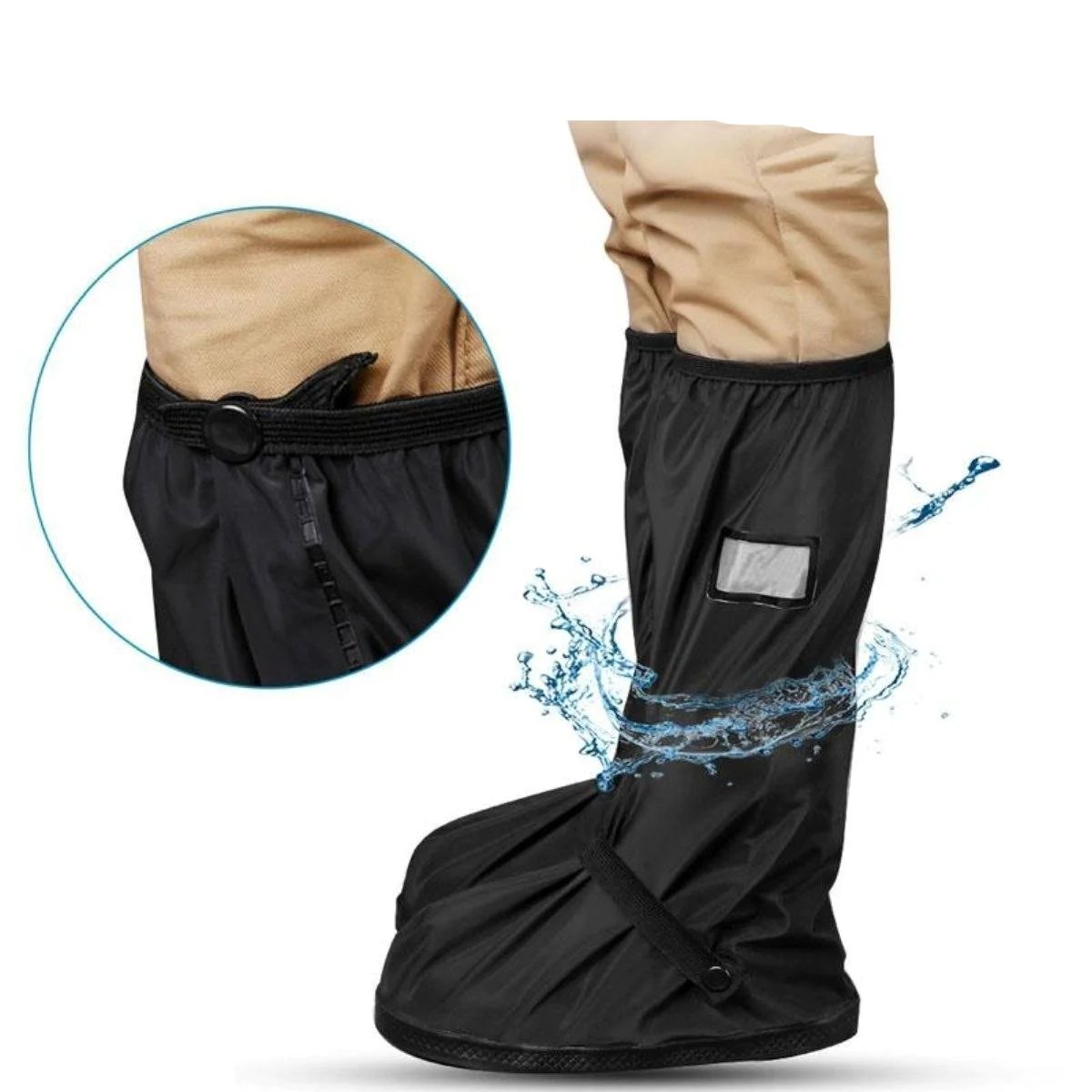 Reusable Shoe Protectors with Non-Slip Tread & Reflective Strip for Rain, Snow & Mud Protection